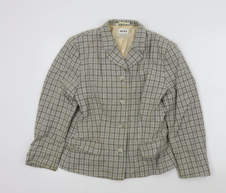 Mexx Womens Brown Geometric  Jacket Blazer Size 14