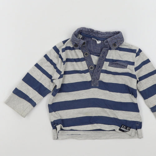 F&F Boys Blue Striped  Basic T-Shirt Size 3-6 Months