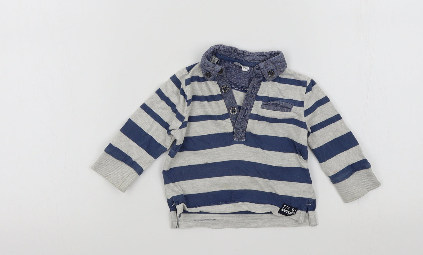 F&F Boys Blue Striped  Basic T-Shirt Size 3-6 Months