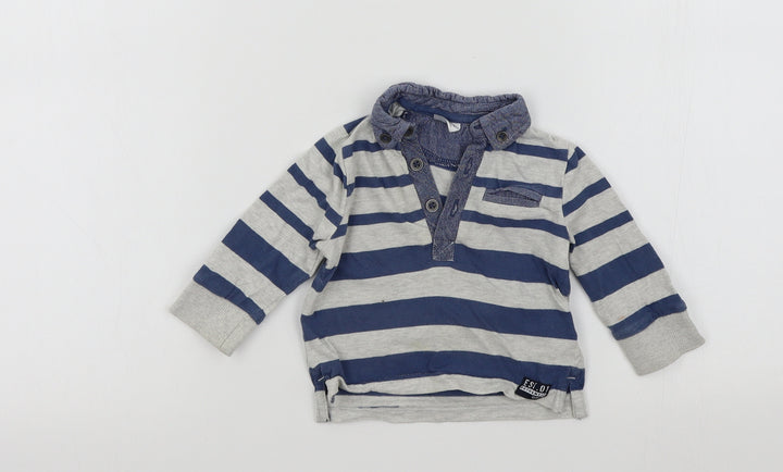 F&F Boys Blue Striped  Basic T-Shirt Size 3-6 Months
