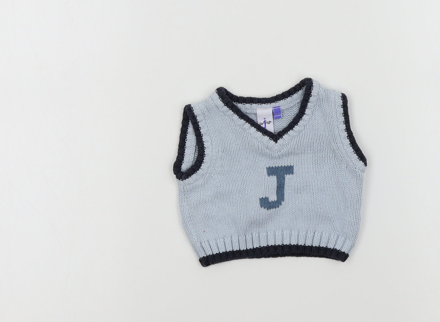 Jasper Conran Boys Blue Colourblock  Vest Jumper Size 0-3 Months