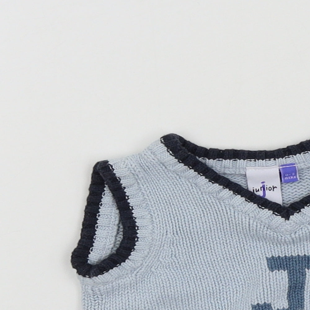 Jasper Conran Boys Blue Colourblock  Vest Jumper Size 0-3 Months