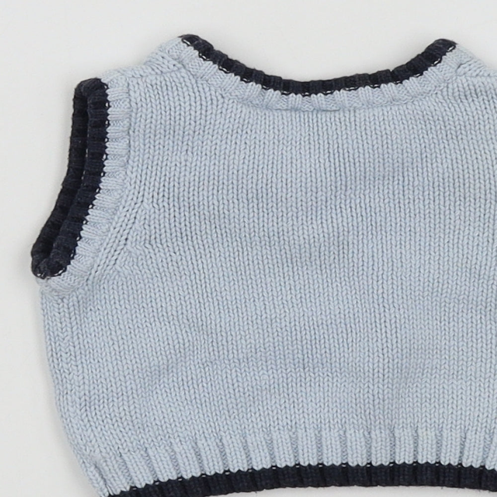 Jasper Conran Boys Blue Colourblock  Vest Jumper Size 0-3 Months