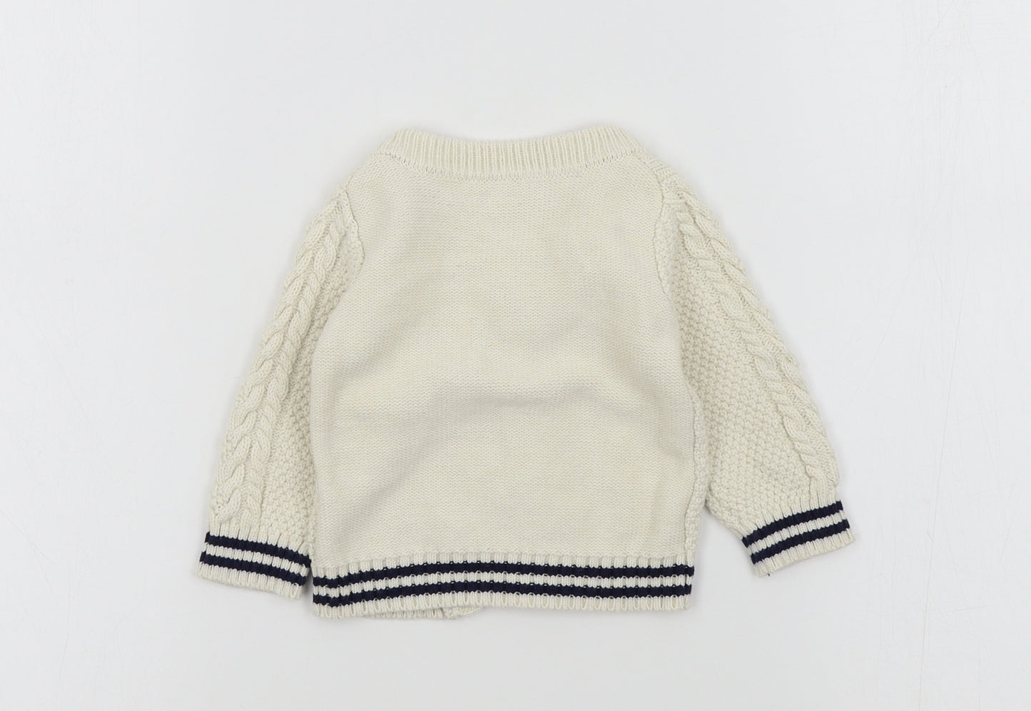 Nutmeg Boys Beige Colourblock  Cardigan Jumper Size 6-9 Months