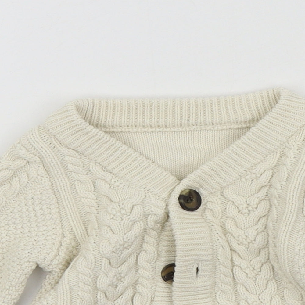 Nutmeg Boys Beige Colourblock  Cardigan Jumper Size 6-9 Months