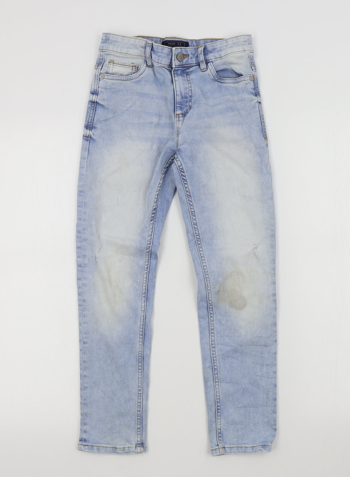 NEXT Girls Blue Colourblock  Straight Jeans Size 9 Years
