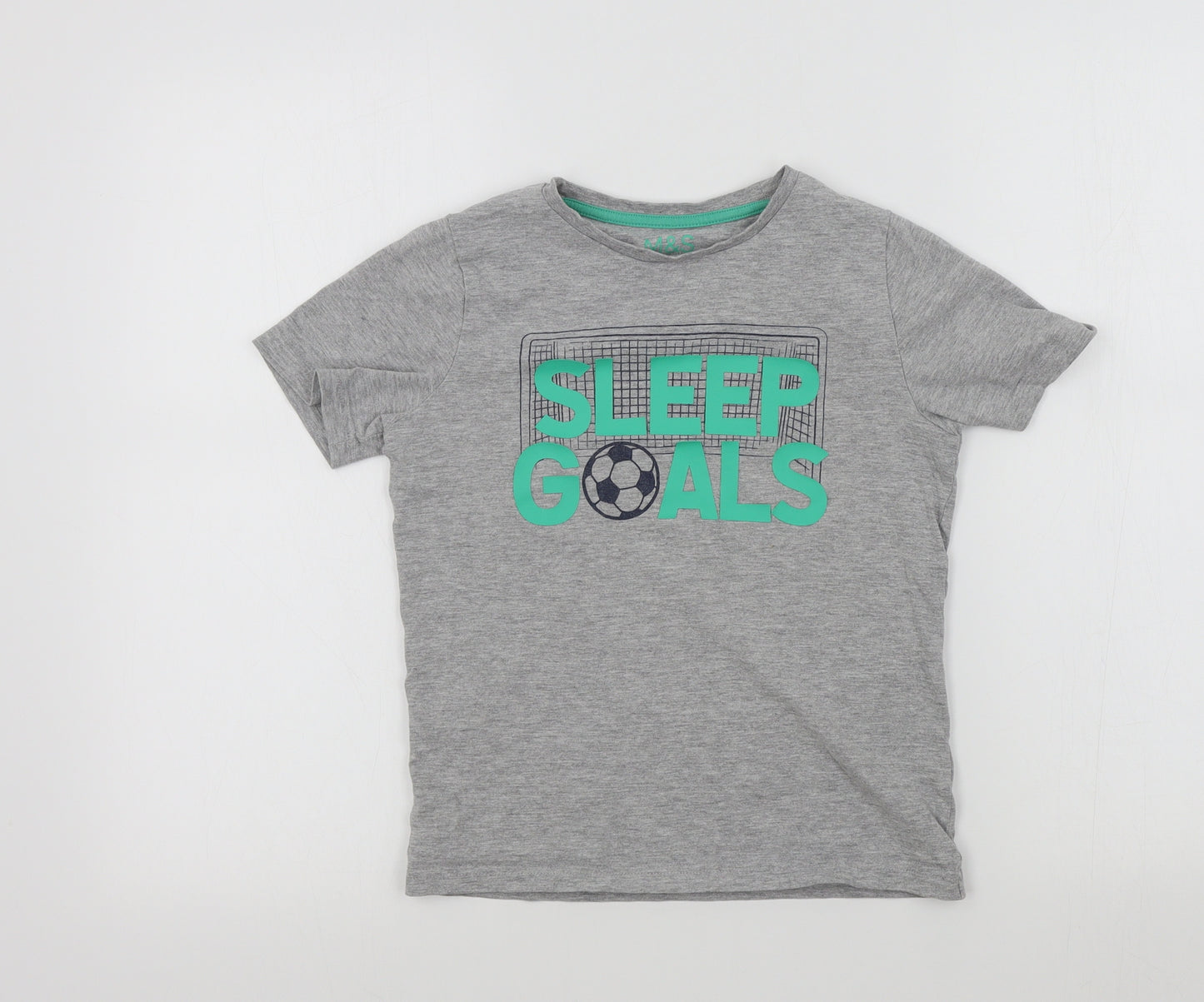 M&S Boys Grey Colourblock   Pyjama Top Size 8-9 Years