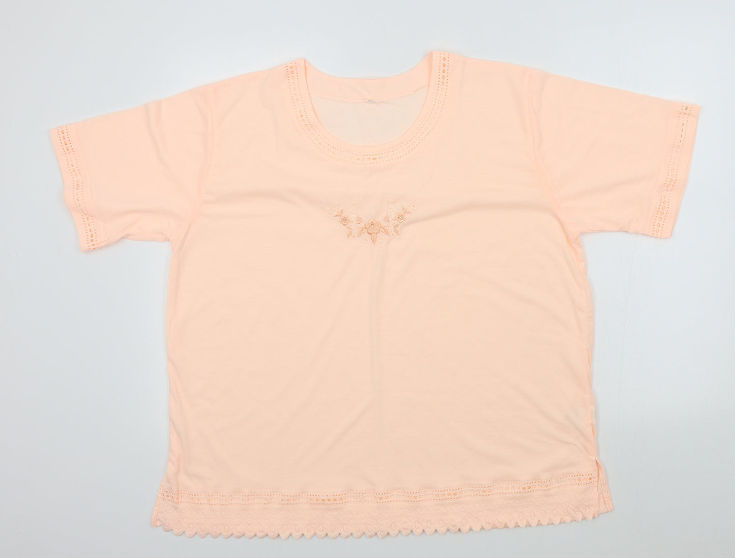 Preworn Womens Orange Colourblock  Basic T-Shirt Size 2XL