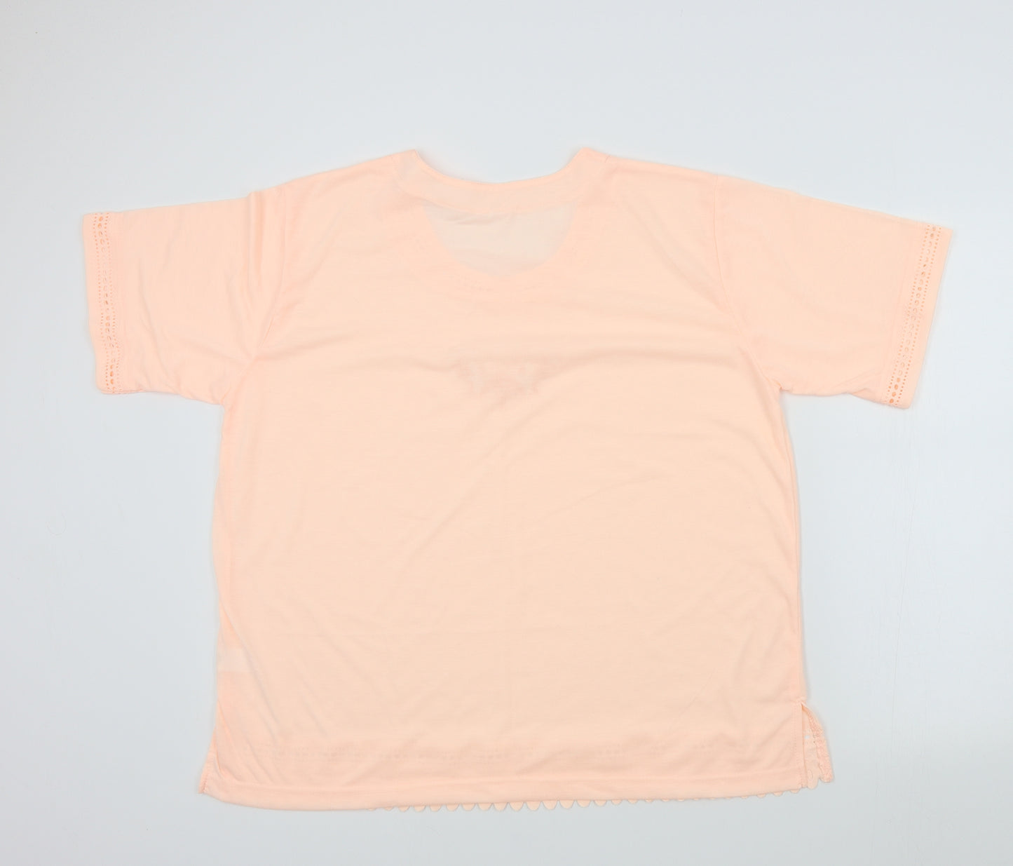 Preworn Womens Orange Colourblock  Basic T-Shirt Size 2XL