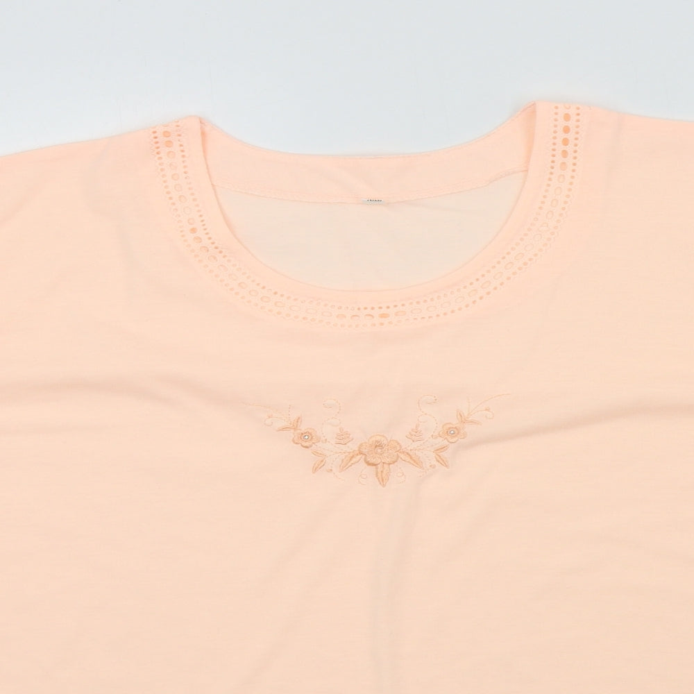 Preworn Womens Orange Colourblock  Basic T-Shirt Size 2XL