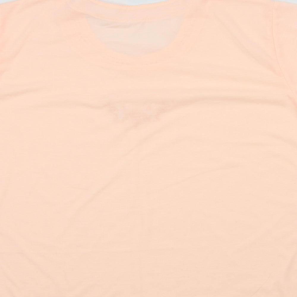Preworn Womens Orange Colourblock  Basic T-Shirt Size 2XL