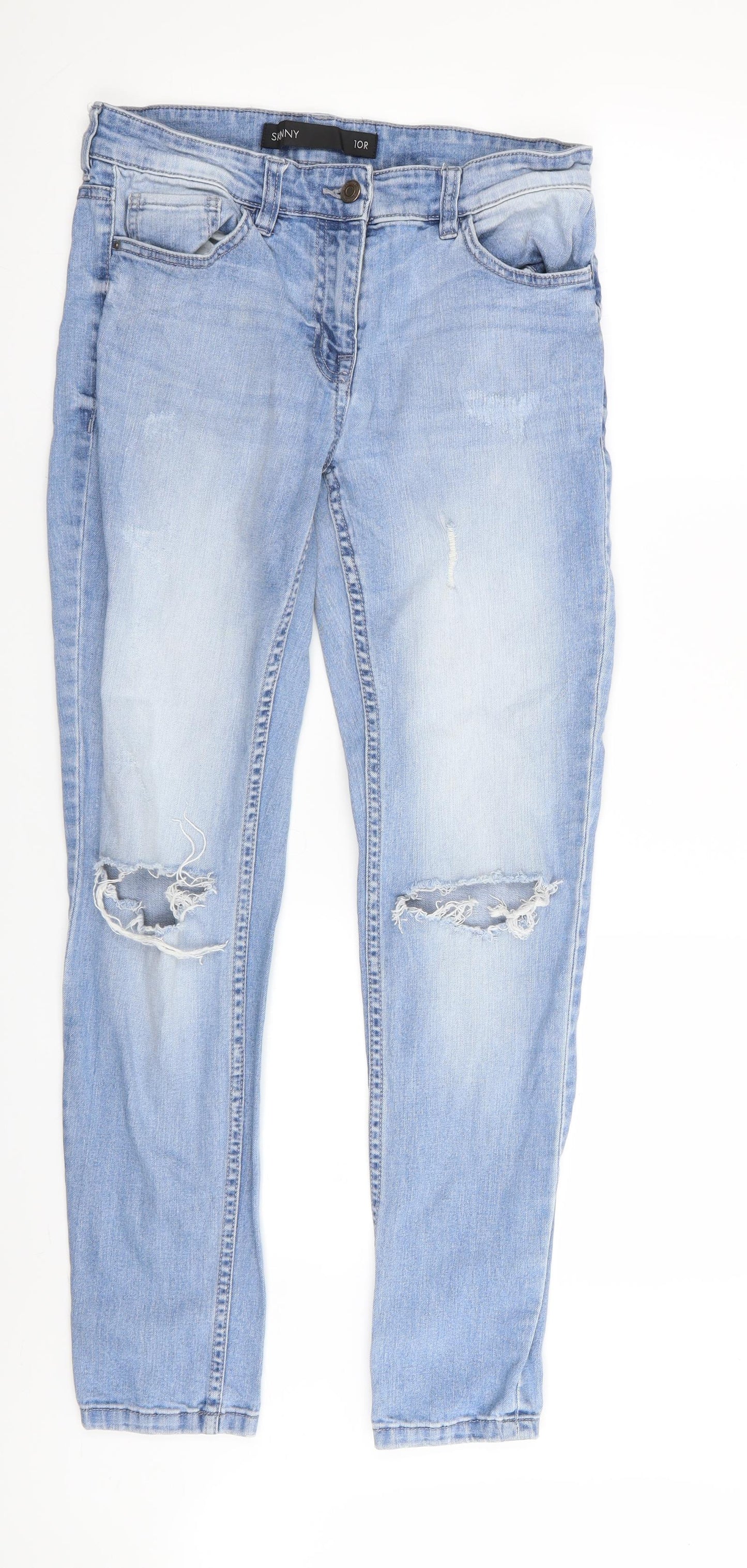 NEXT Womens Blue   Skinny Jeans Size 10 L30 in - RIPPED JEANS