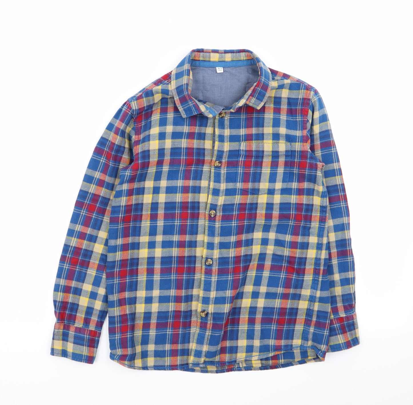 M&S Boys Multicoloured Check  Basic Button-Up Size 8-9 Years