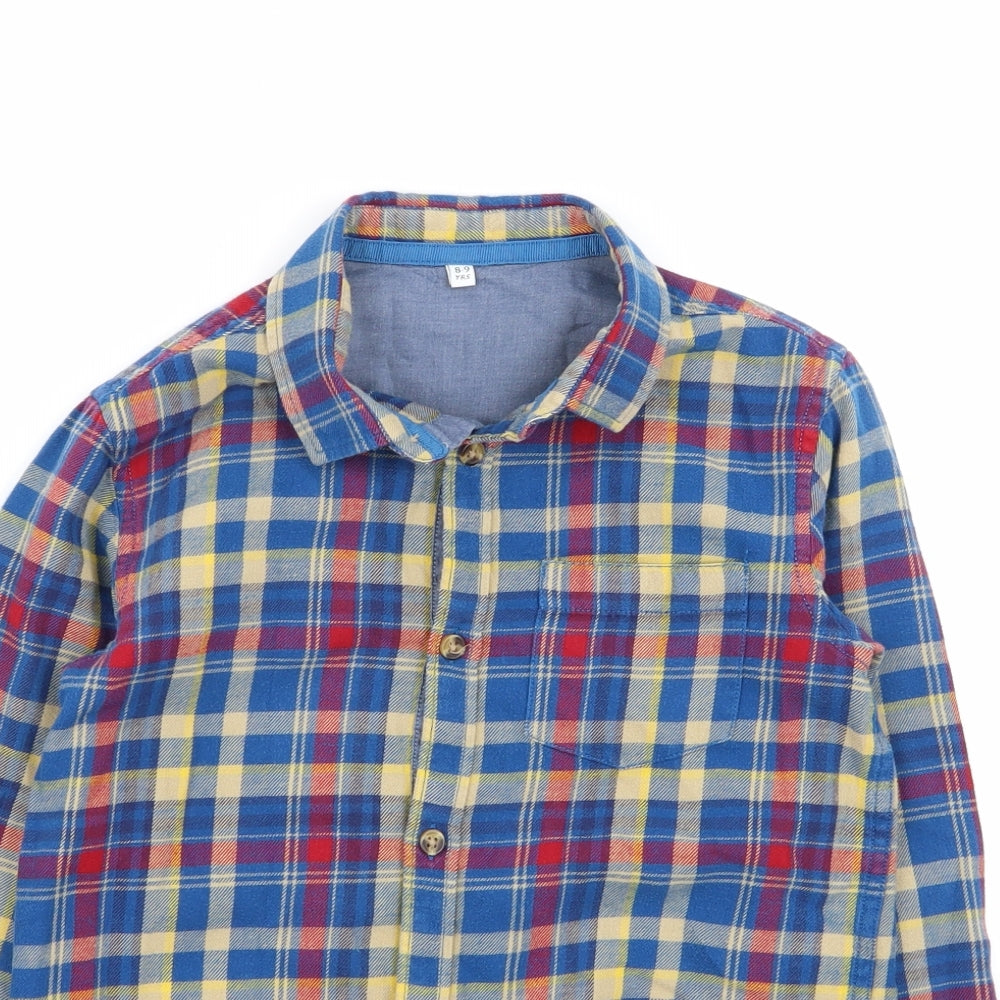 M&S Boys Multicoloured Check  Basic Button-Up Size 8-9 Years