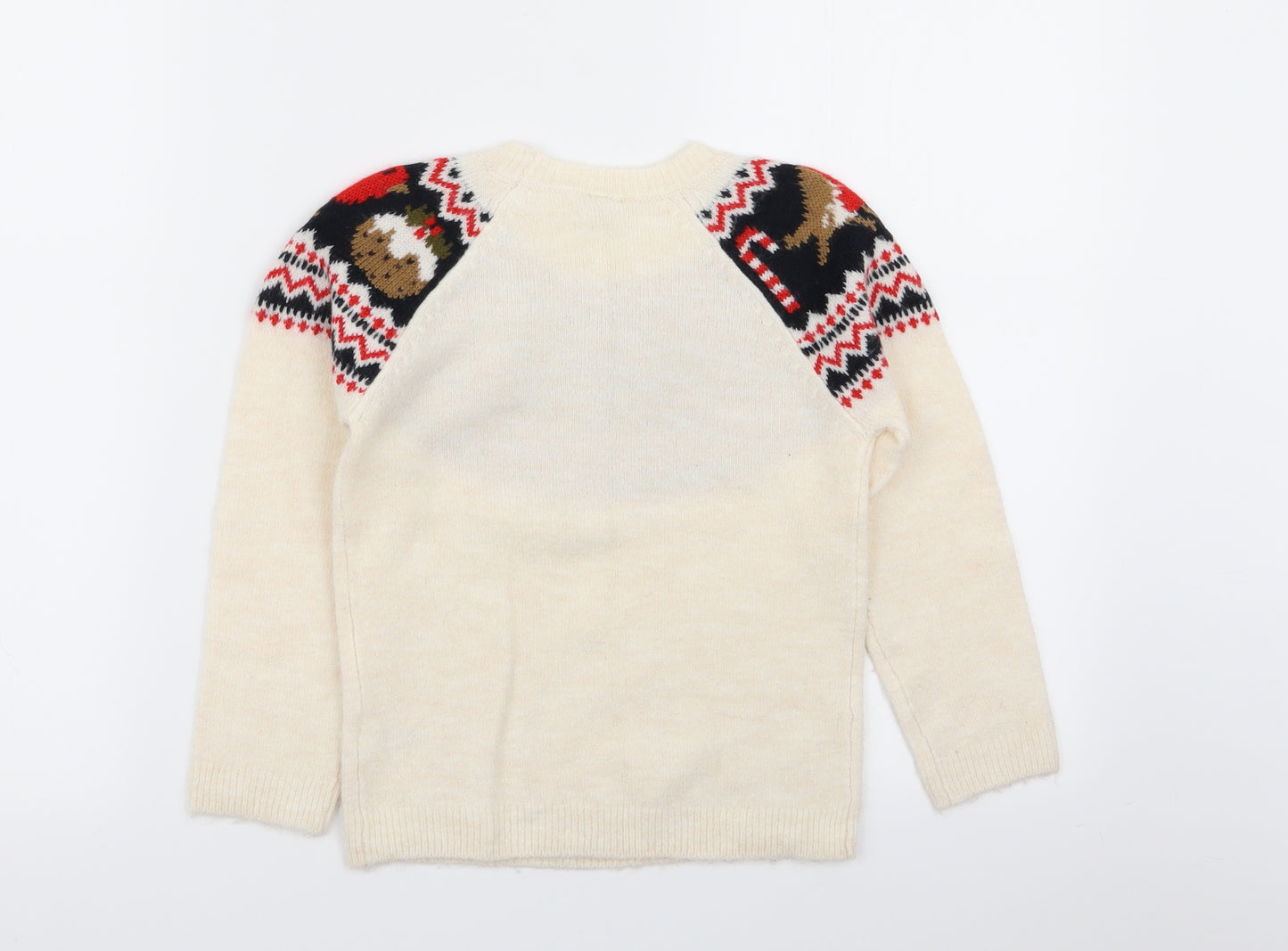 TU Girls Ivory Geometric  Pullover Jumper Size 6 Years  - Christmas Jumper