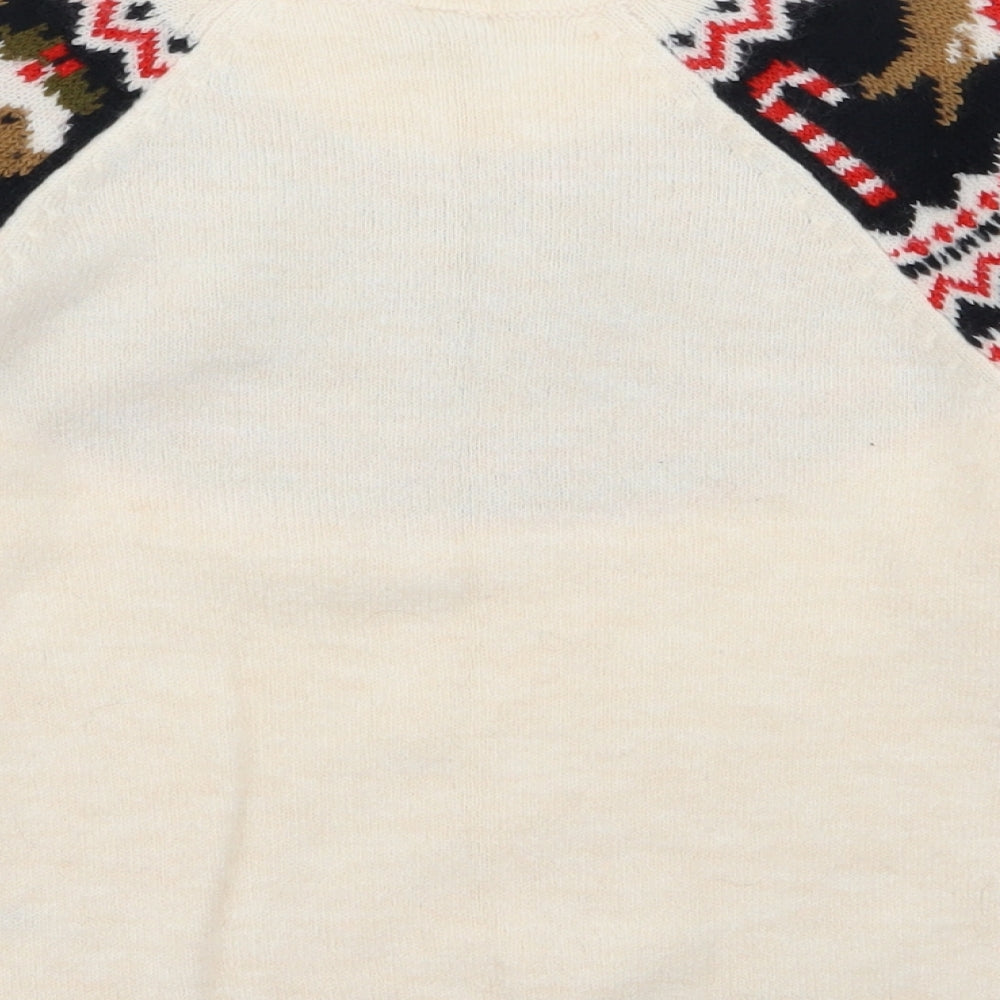 TU Girls Ivory Geometric  Pullover Jumper Size 6 Years  - Christmas Jumper