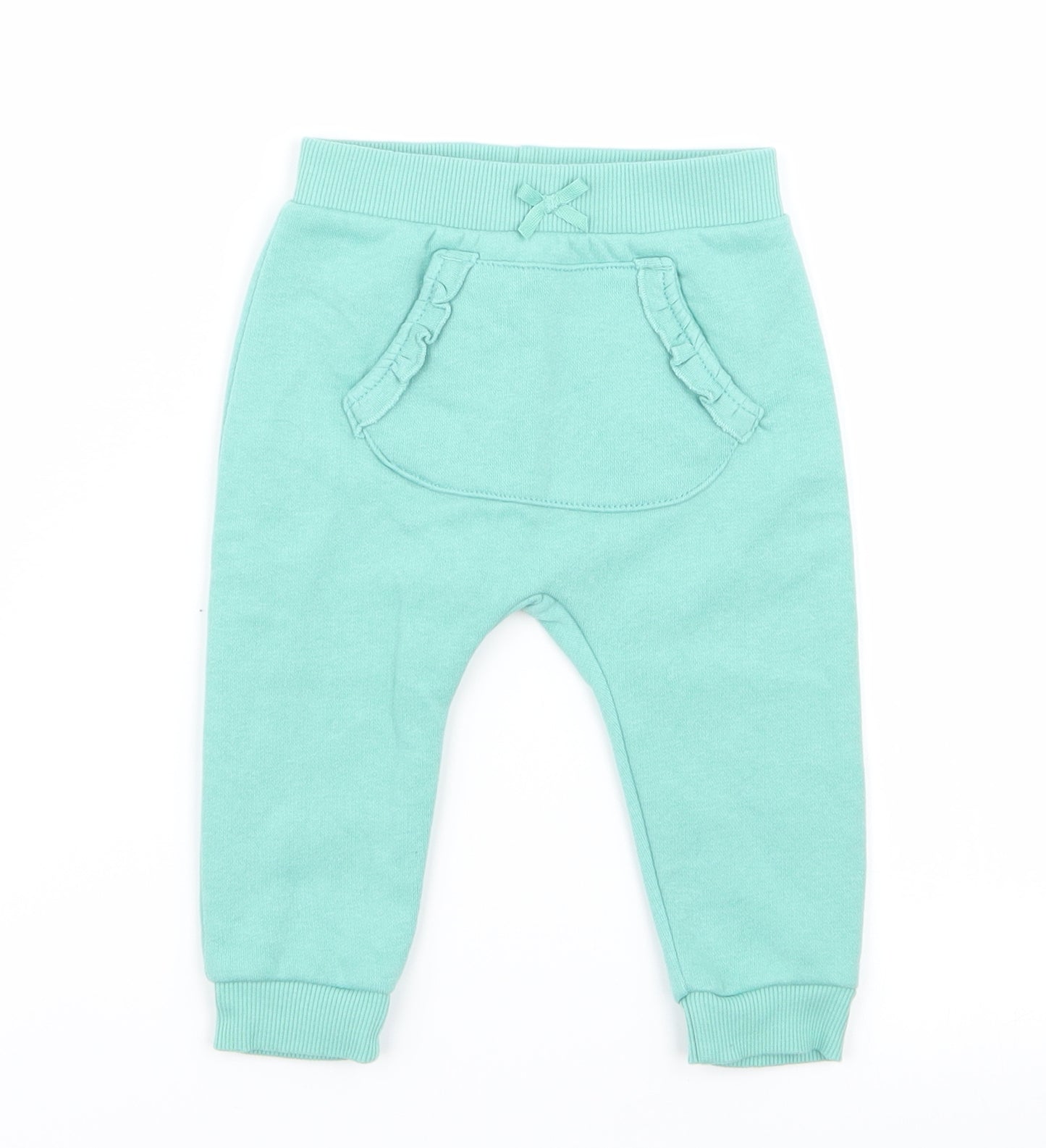 Asda George Girls Green   Jogger Trousers Size 6-9 Months