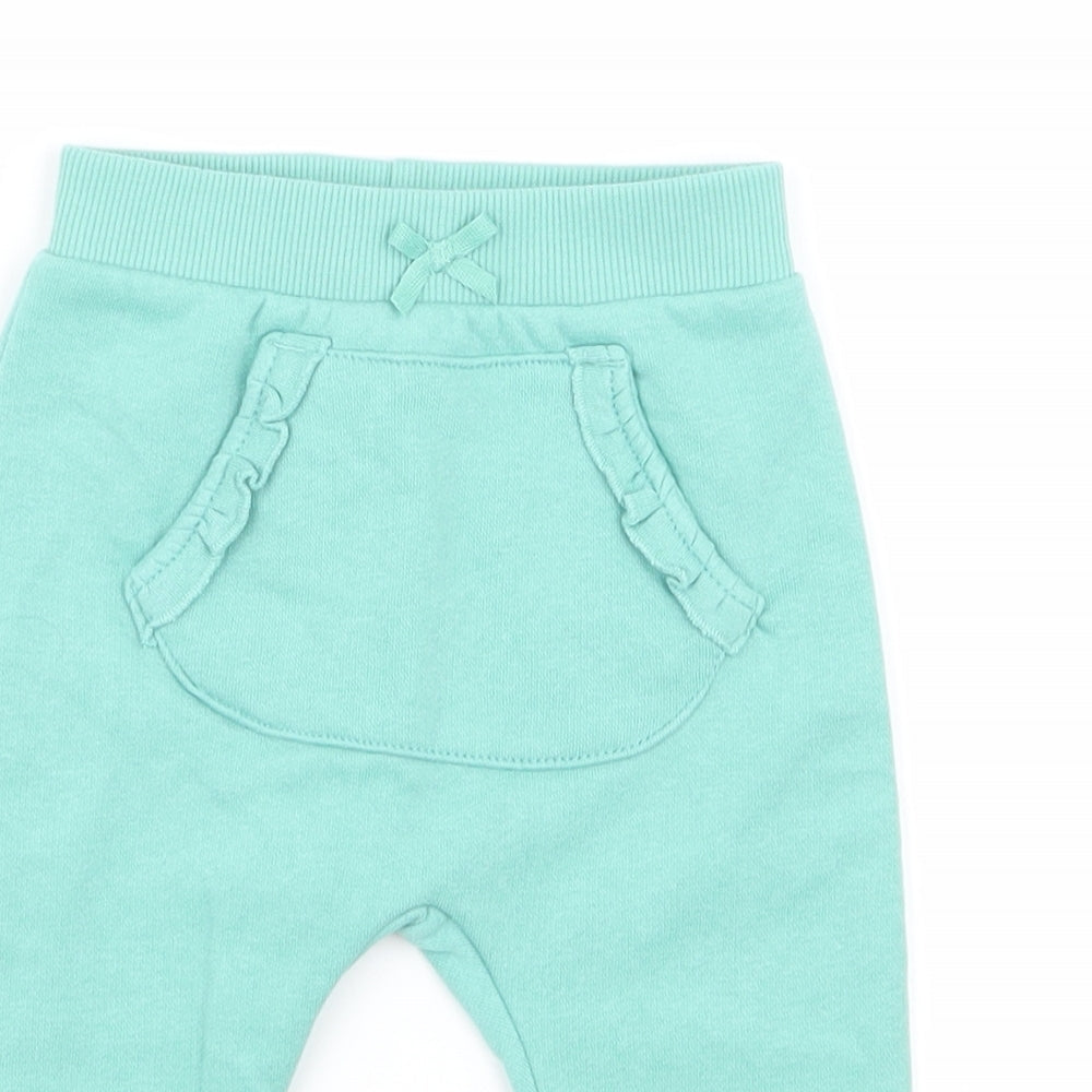Asda George Girls Green   Jogger Trousers Size 6-9 Months