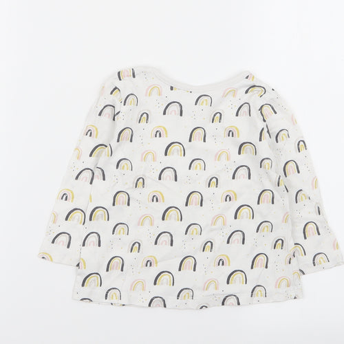Asda George Girls White Geometric  Basic T-Shirt Size 9-12 Months