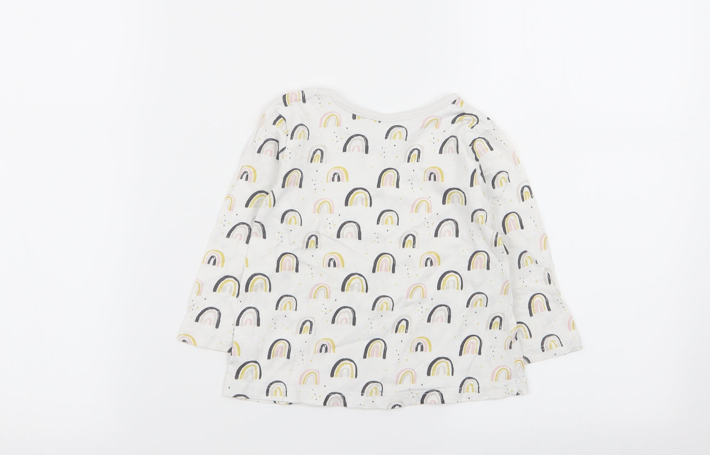 Asda George Girls White Geometric  Basic T-Shirt Size 9-12 Months