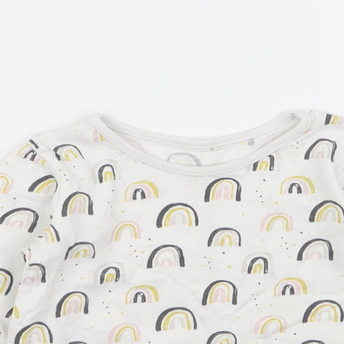 Asda George Girls White Geometric  Basic T-Shirt Size 9-12 Months