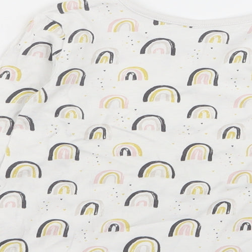 Asda George Girls White Geometric  Basic T-Shirt Size 9-12 Months