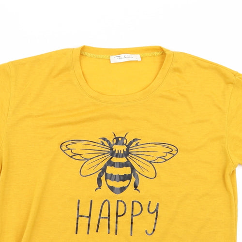 Fashion Womens Yellow   Basic T-Shirt Size S