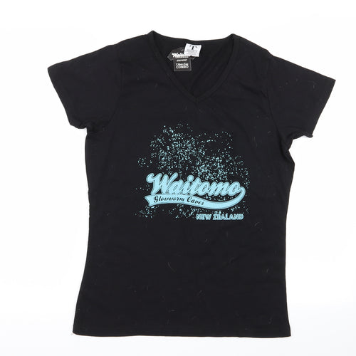 waitomo Womens Black Geometric  Basic T-Shirt Size M