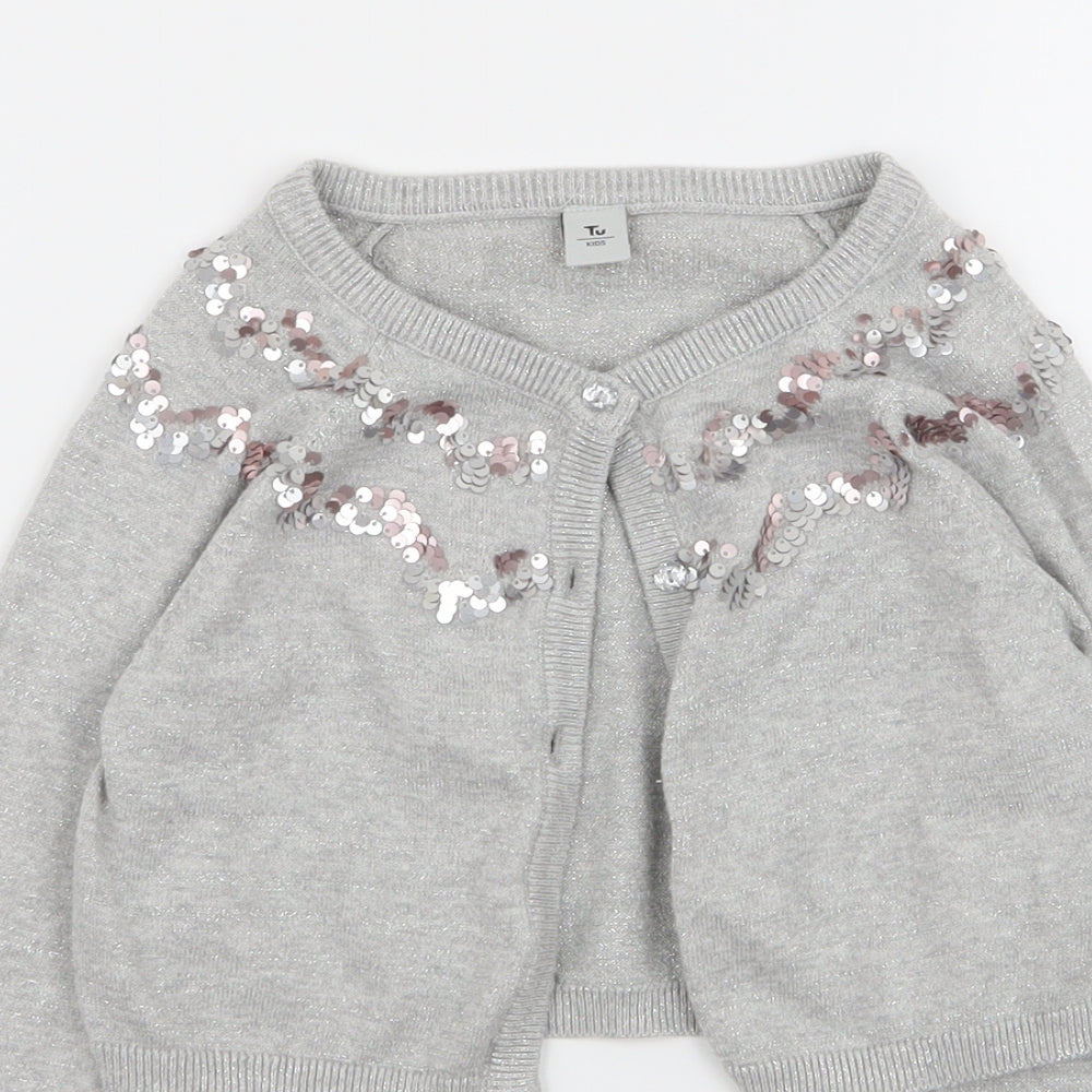 TU Girls Silver   Cardigan Jumper Size 7 Years