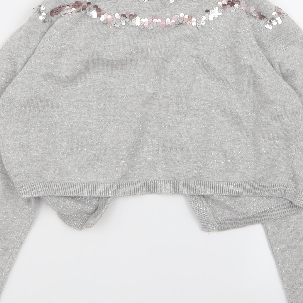 TU Girls Silver   Cardigan Jumper Size 7 Years