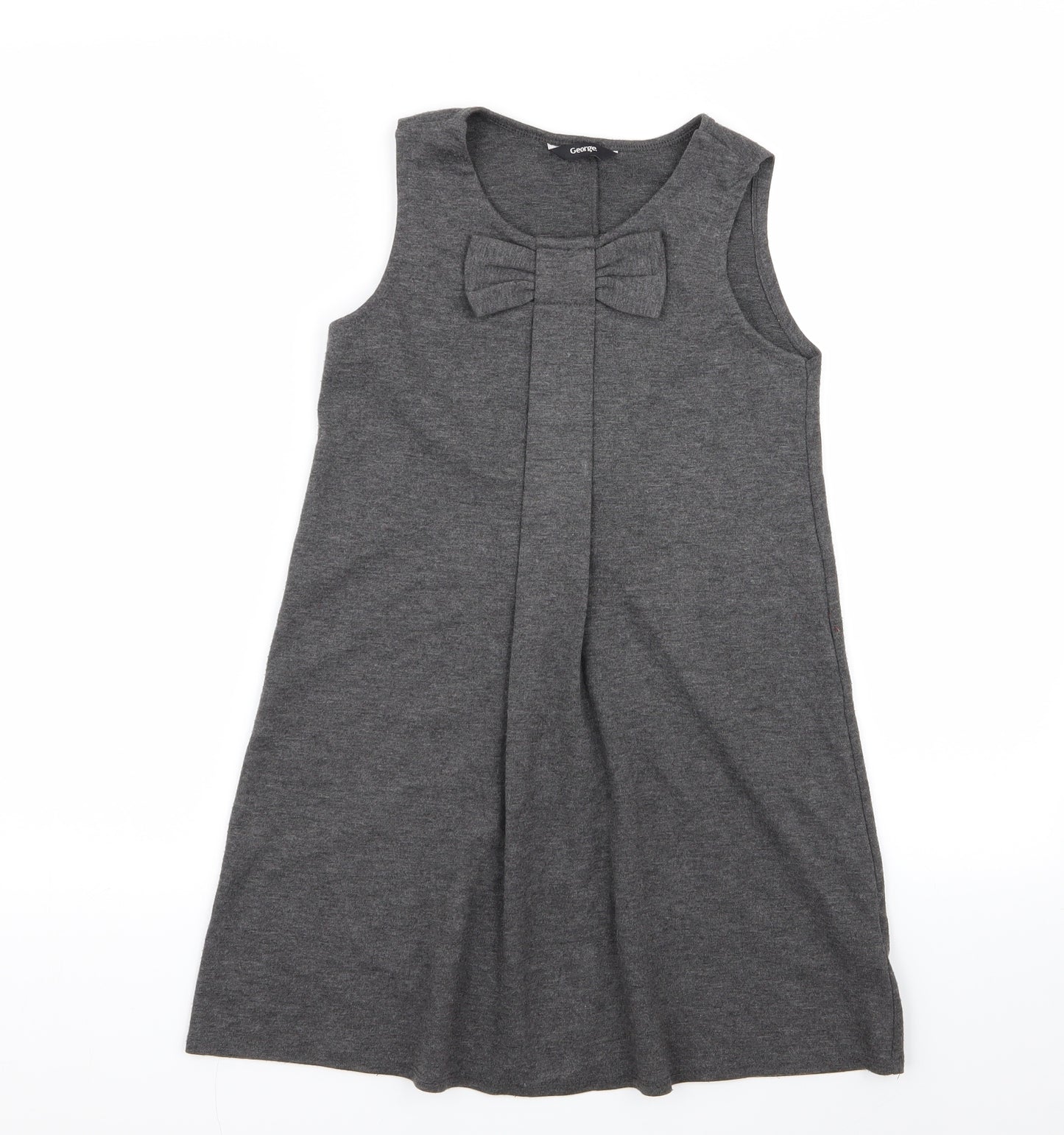 Asda George Girls Grey   Pinafore/Dungaree Dress  Size 7-8 Years  - school dress