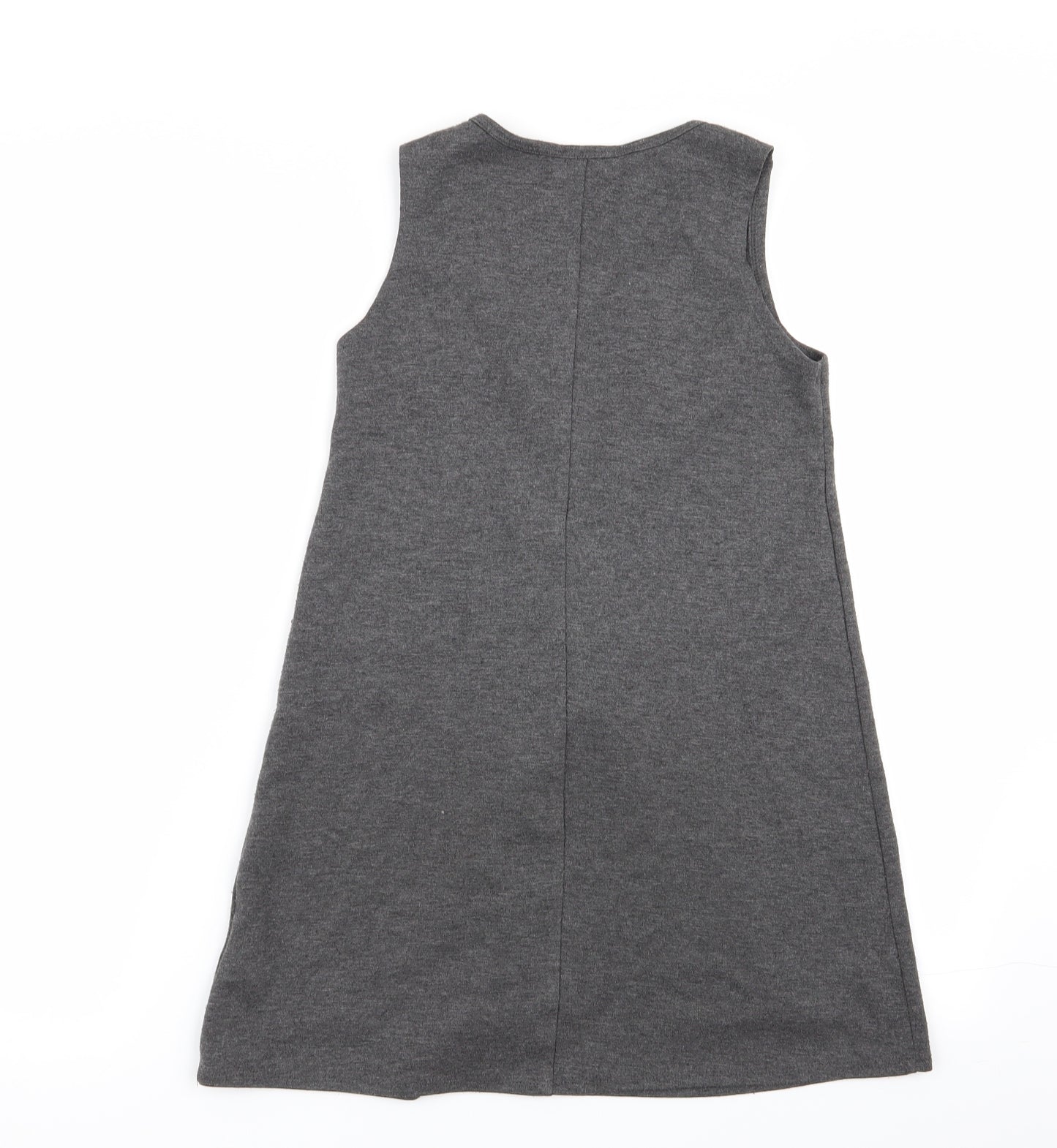 Asda George Girls Grey   Pinafore/Dungaree Dress  Size 7-8 Years  - school dress