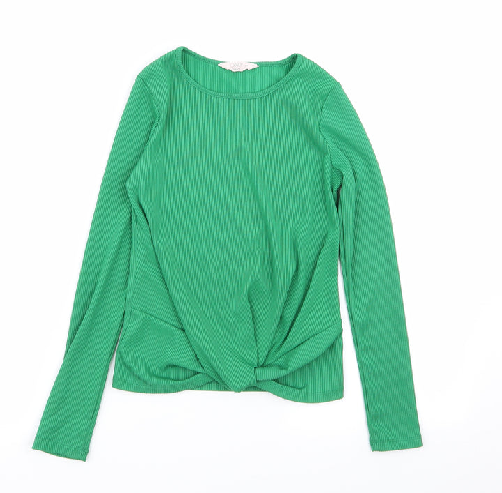 Candy Couture Girls Green Basic T-Shirt Size 12 Years