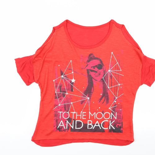 pep and co Girls Red Batik  Basic T-Shirt Size 9-10 Years