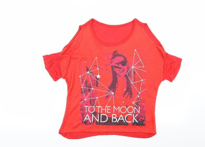 pep and co Girls Red Batik  Basic T-Shirt Size 9-10 Years