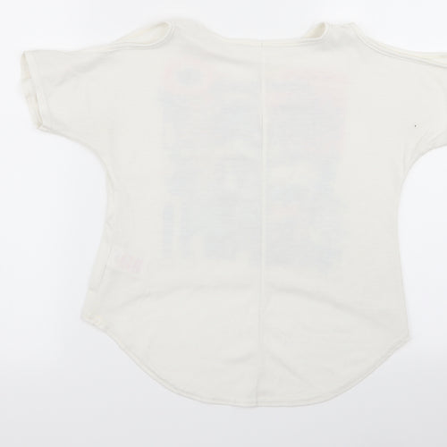 miss evie Girls White Floral  Basic T-Shirt Size 7-8 Years