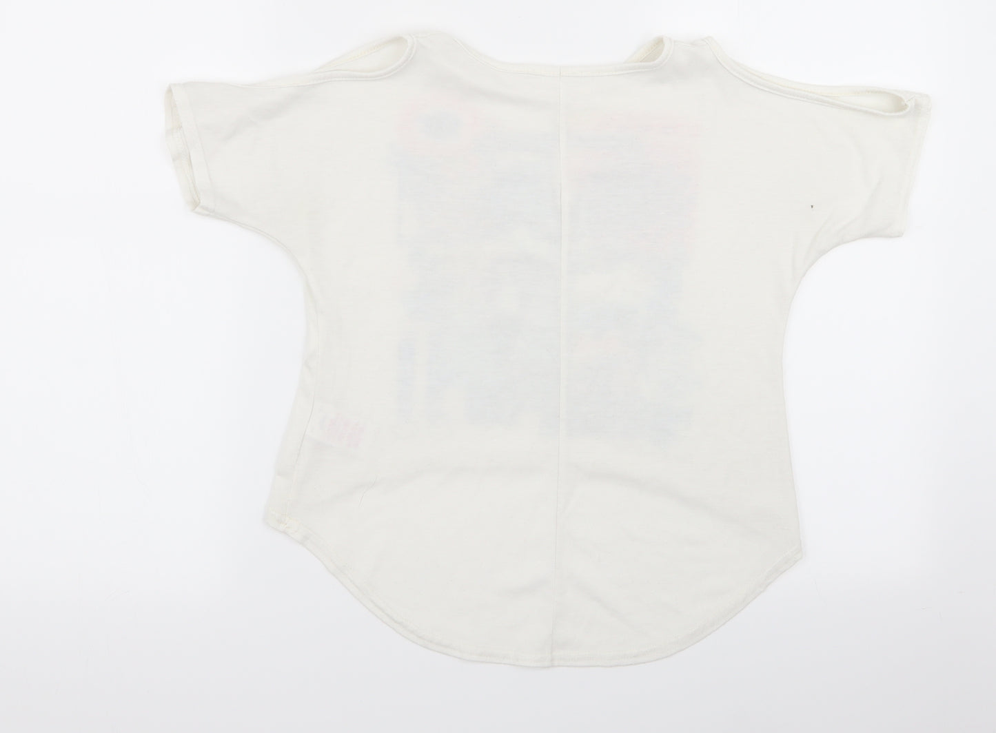 miss evie Girls White Floral  Basic T-Shirt Size 7-8 Years