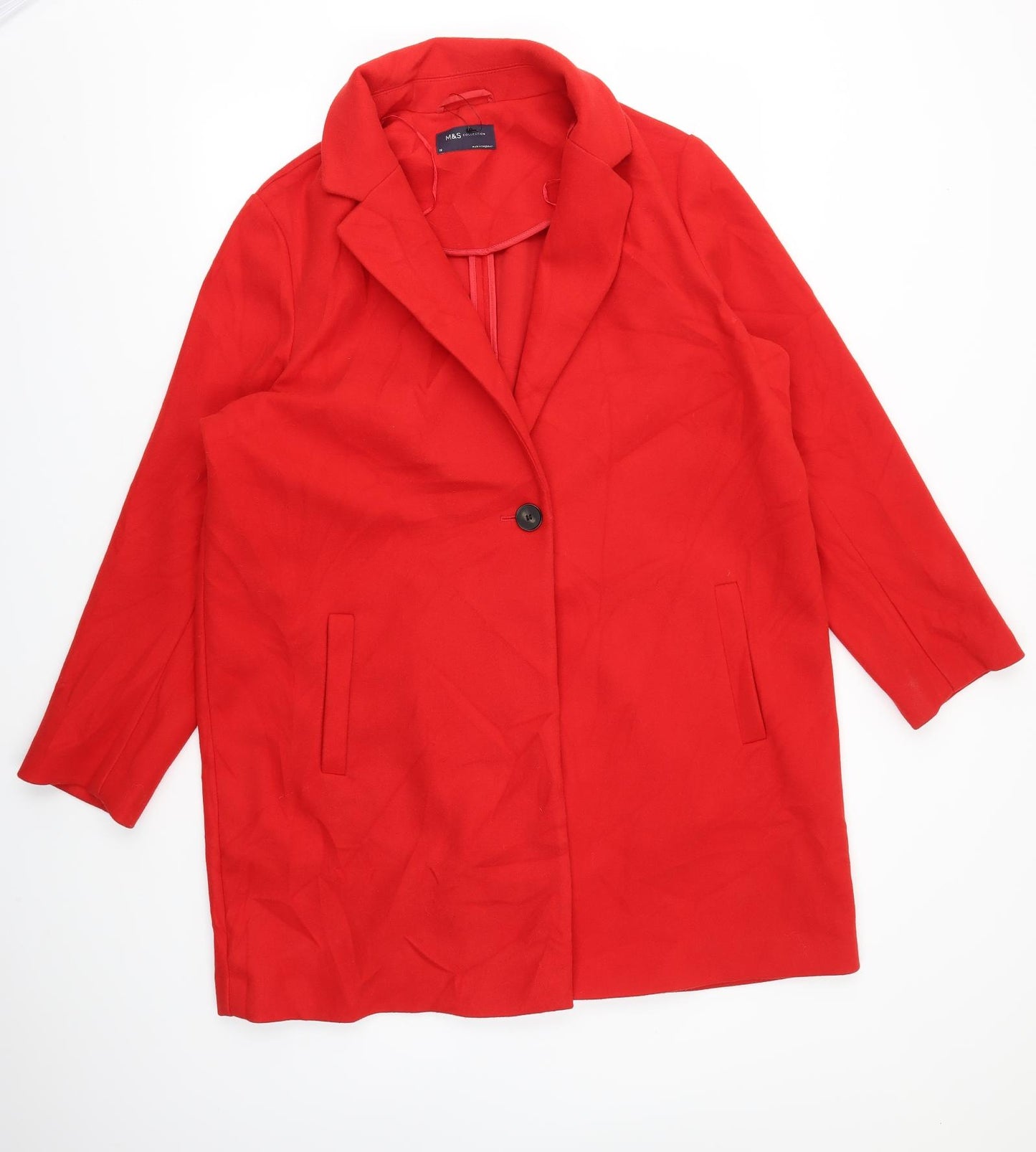 M&S Womens Red   Jacket Coat Size 18