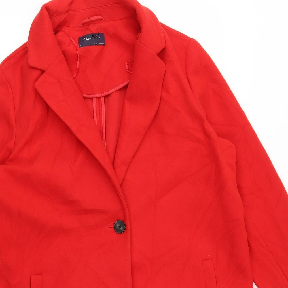 M&S Womens Red   Jacket Coat Size 18