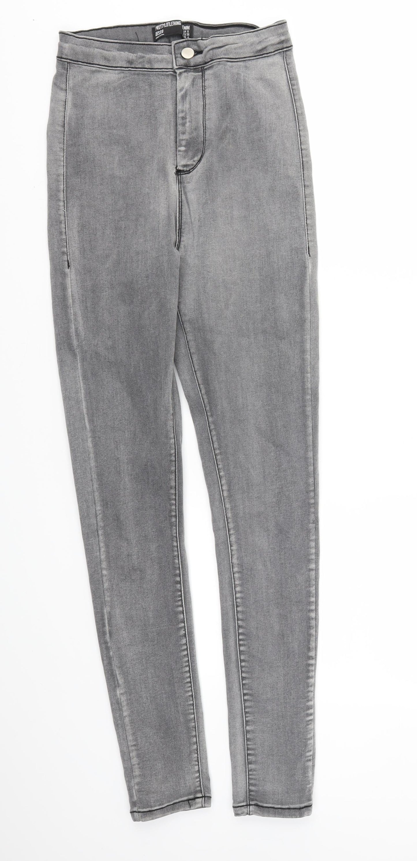 PRETTY LITTLE THING  Womens Grey   Skinny Jeans Size 8 L29 in