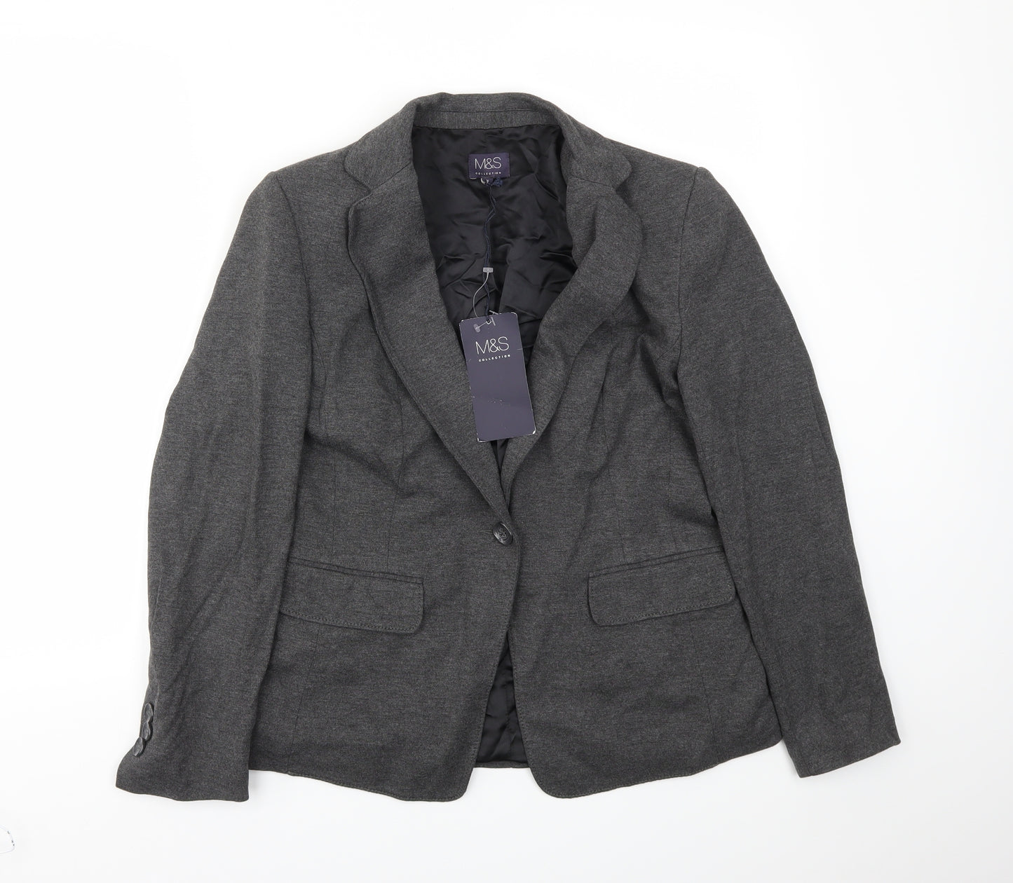 M&S Womens Grey   Jacket Blazer Size 10