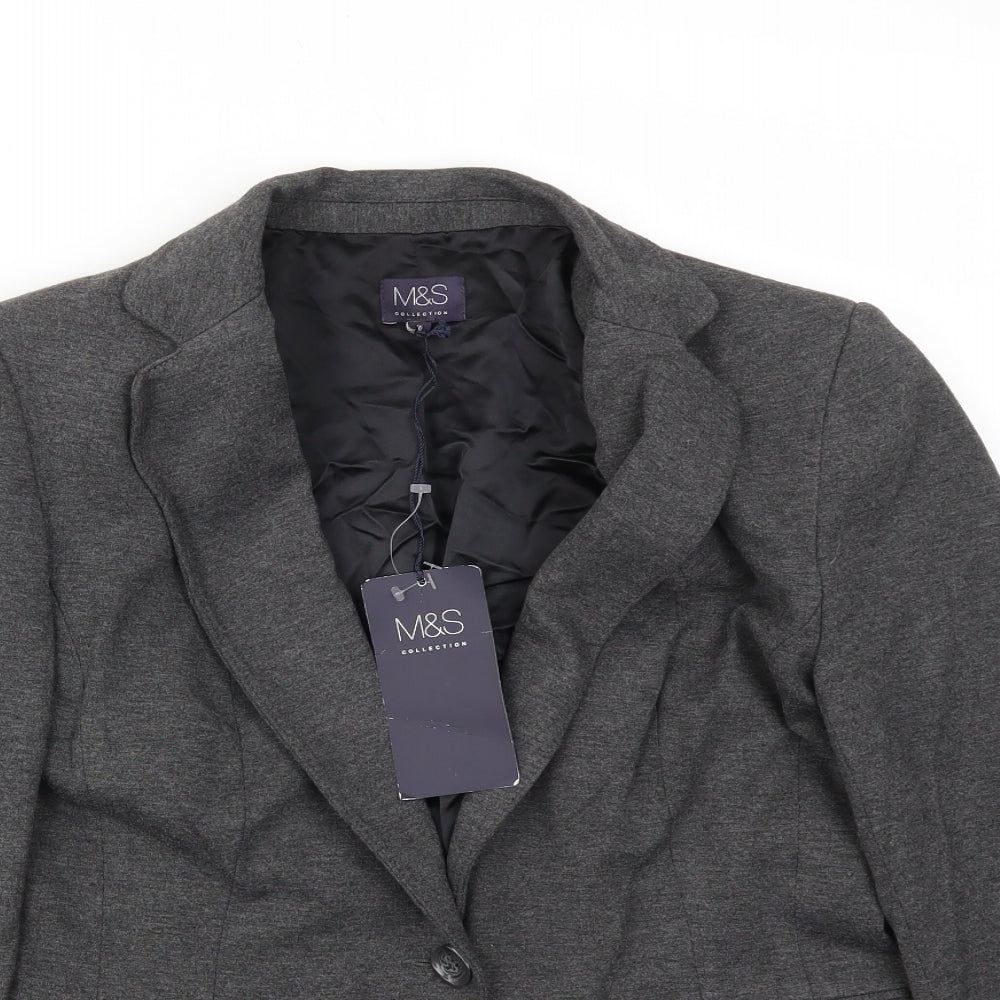M&S Womens Grey   Jacket Blazer Size 10