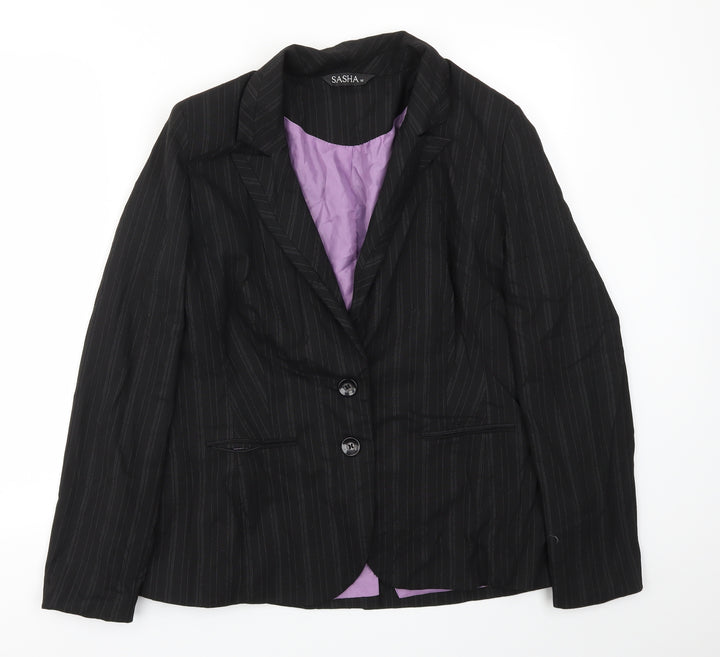 Sasha Womens Black Striped Jacket Blazer Size 16
