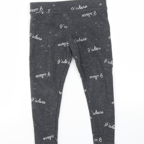 Primark Girls Grey Geometric  Capri Trousers Size 4-5 Years