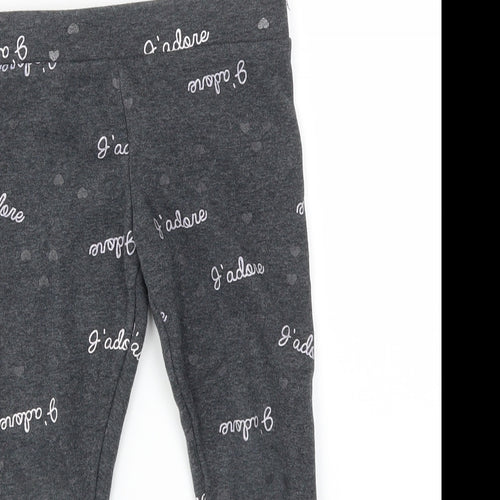 Primark Girls Grey Geometric  Capri Trousers Size 4-5 Years