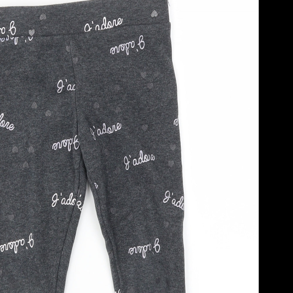 Primark Girls Grey Geometric  Capri Trousers Size 4-5 Years
