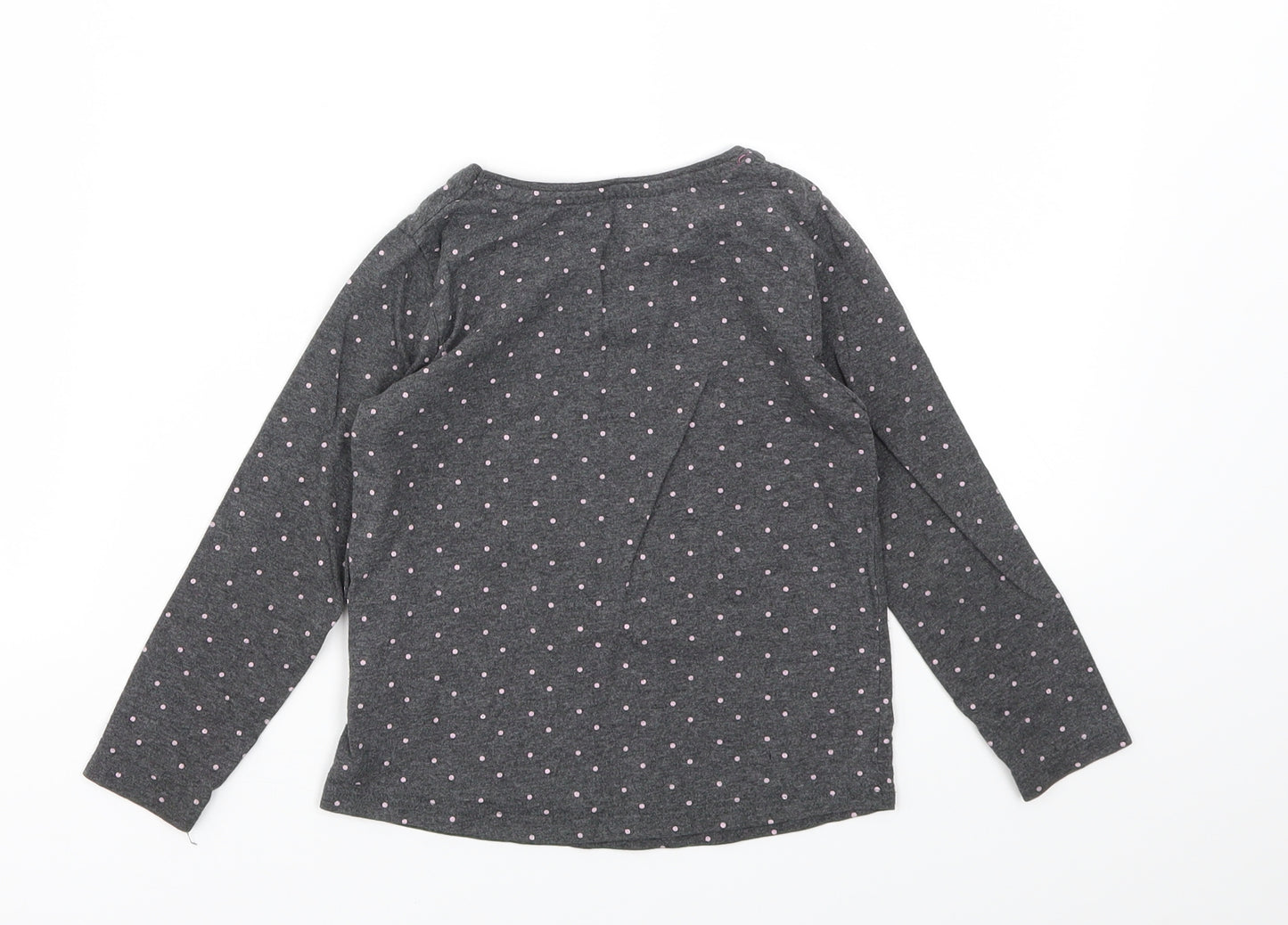 Primark Girls Grey Polka Dot  Basic T-Shirt Size 3-4 Years
