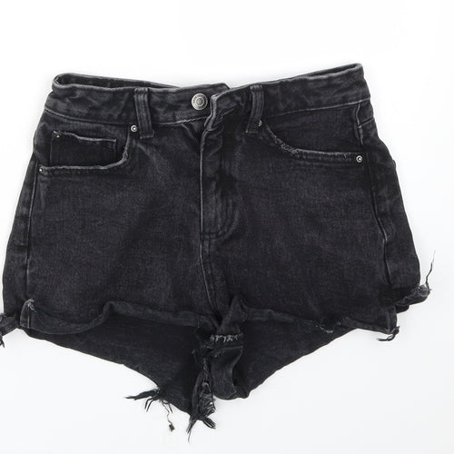 DENIM &CO Womens Black   Cut-Off Shorts Size 8
