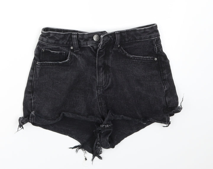 DENIM &CO Womens Black   Cut-Off Shorts Size 8