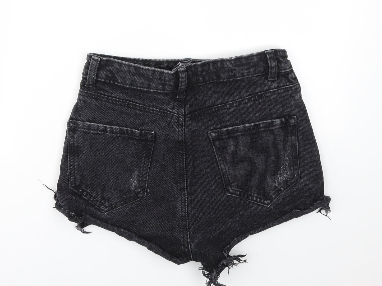DENIM &CO Womens Black   Cut-Off Shorts Size 8